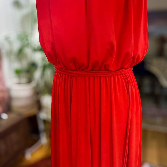 Vintage 1970s Ayres Unlimited Red Maxi Dress | Greek Goddess | Size 10 - Picture 7 of 16
